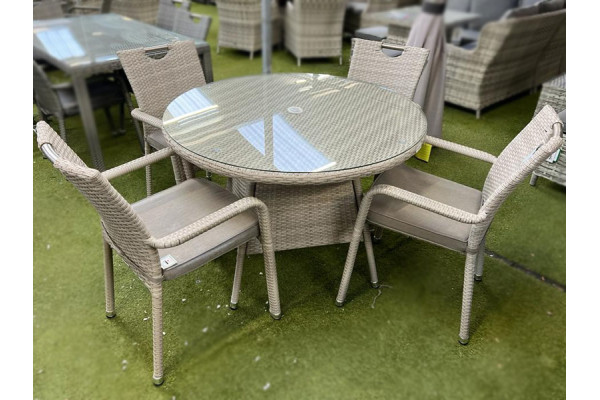 Sharnford Stacking 4 Seater Rattan Dining Set in Latte