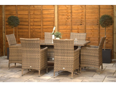 Sapcote 6 Seater Rectangular Dining Set in Brown Rattan