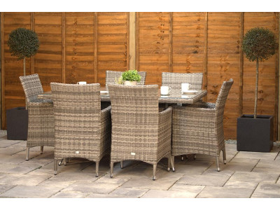 Sapcote 6 Seater Rectangular Dining Set in Grey Rattan