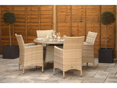 Sapcote 6 Seater Round Dining Set in Natural Rattan