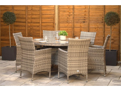 Sapcote 6 Seater Round Dining Set in Grey Rattan