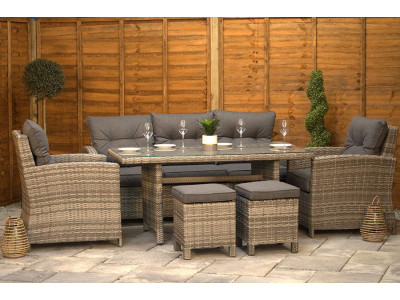 Sapcote Modular Lounge Dining Set in Brown Rattan 