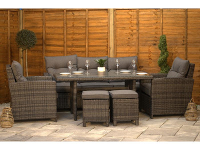 Sapcote Modular Lounge Dining Set in Dark Grey Rattan