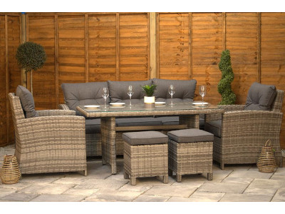 Sapcote Modular Lounge Dining Set in Grey Rattan