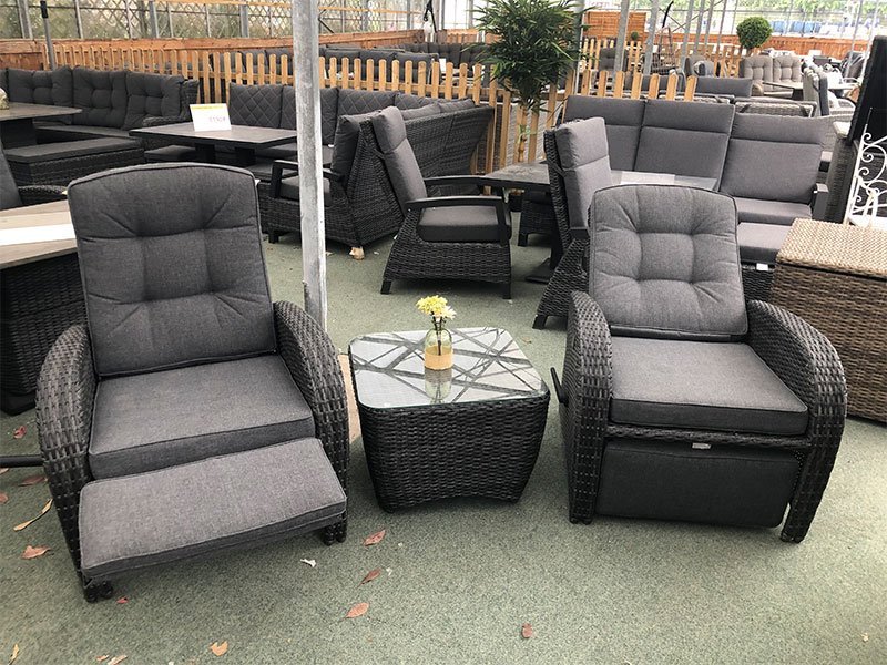 Grey Reclining Rattan Bistro Set + Footrest - Garden ... Only selling as moving to a property without outdoor space.