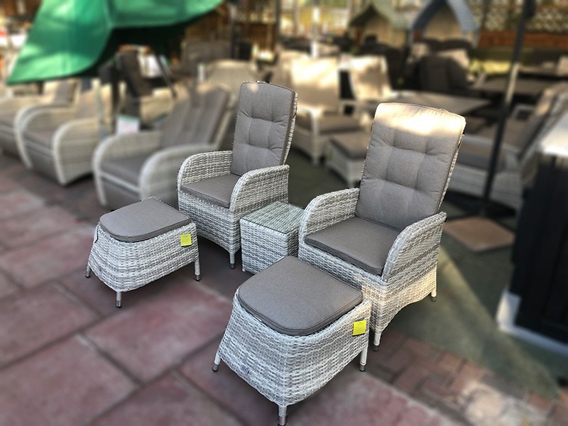 Latte Rattan Reclining Duo Bistro Set - Garden Furniture UK