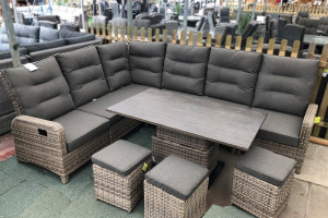 Large Reclining Rattan Corner Sofa Set - Cappuccino Large Reclining Rattan Corner Sofa Set - Cappuccino