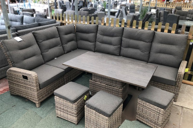 Large Reclining Rattan Corner Sofa Set - Cappuccino Large Reclining Rattan Corner Sofa Set - Cappuccino