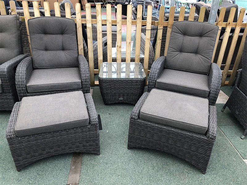 Rattan garden chairs with footstools deals