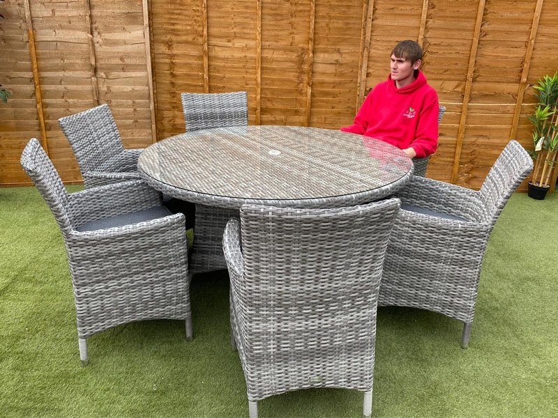 Round grey outlet outdoor table
