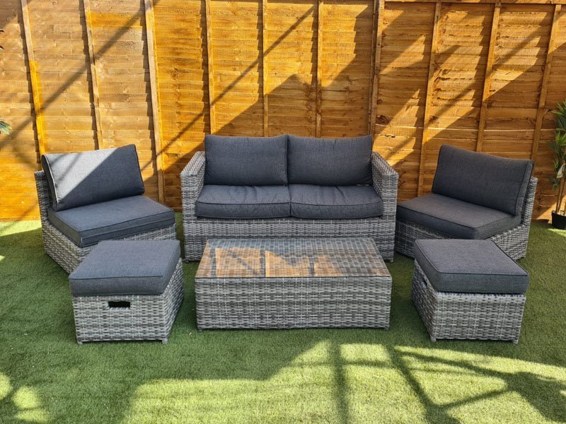 Sarasota 6pc Hideaway Lounge Set Grey Sarasota 6pc Hideaway Lounge Set Grey, Outdoor Furniture Sarasota