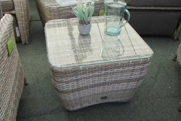 Rattan Side Table in Latte