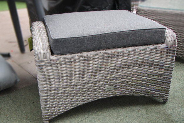 Rattan Ottoman in Silver Grey