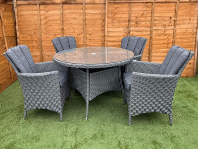 Kenilworth 4 Seater Dining Set in Grey Rattan