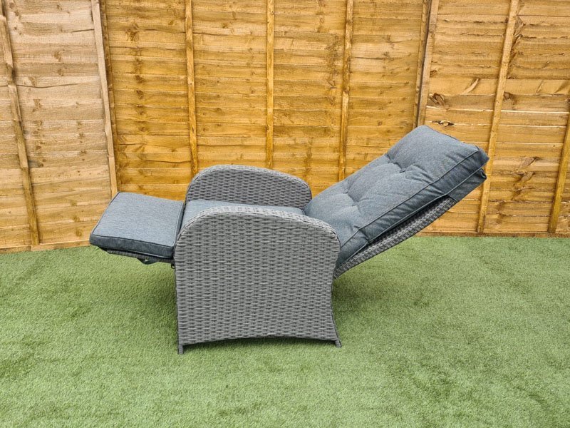 Reclining Rattan Leo Bistro Set + Built in Footrests - Garden Furniture UK