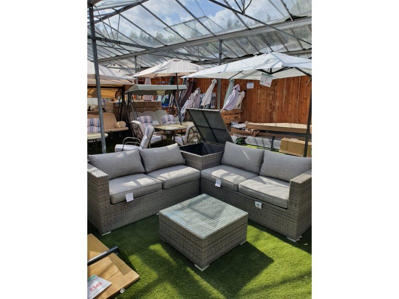 Rattan Corner Sofa Set with Storage and Table