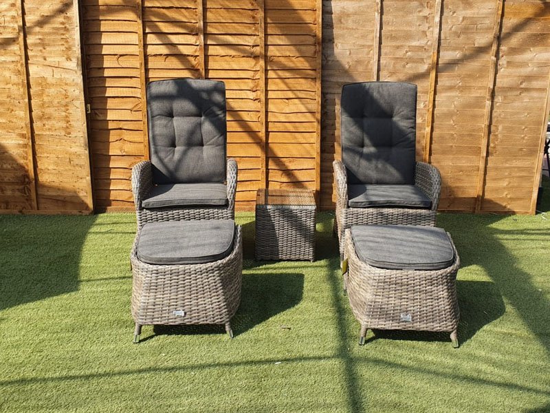 Mertola 2 Seater Reclining Duo Rattan Bistro Set in Cappuccino