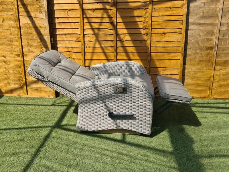 Reclining Rattan Sofa Set in Latte Rattan + Adjustable Table!