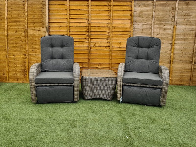 Brown Rattan Bistro Set Rocking Reclining Garden Furniture UK