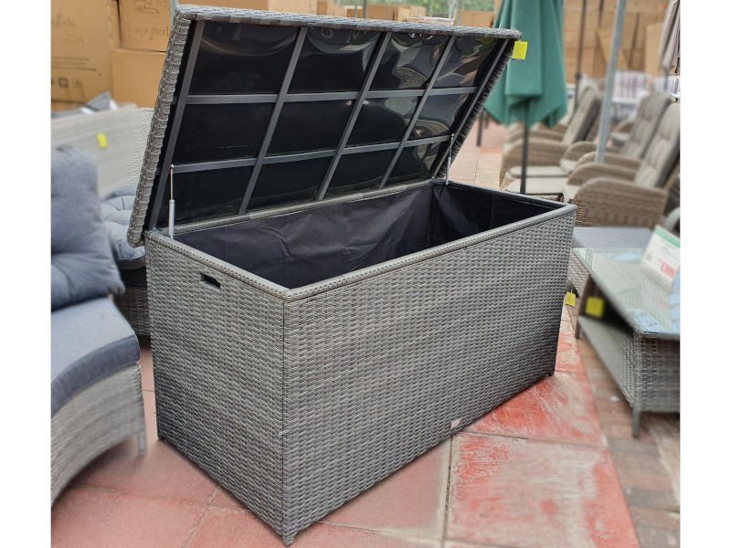 Arbory Cushion Storage Box in Stone Grey Rattan