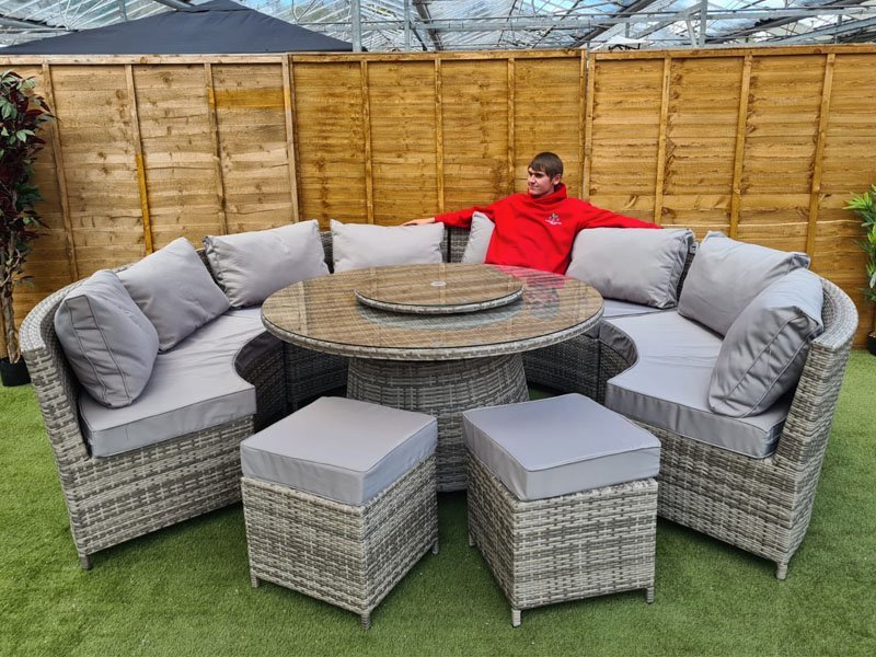Curved rattan garden sofa new arrivals