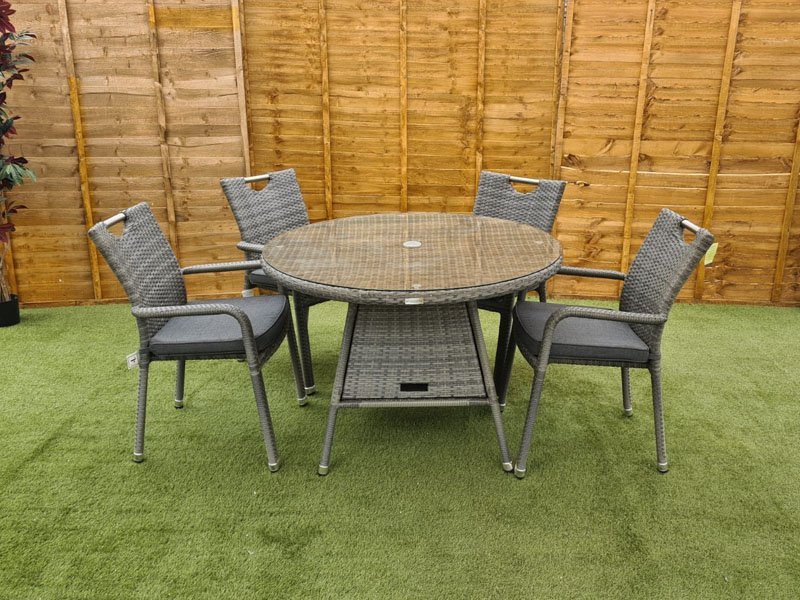 Grey rattan 4 on sale seater dining set