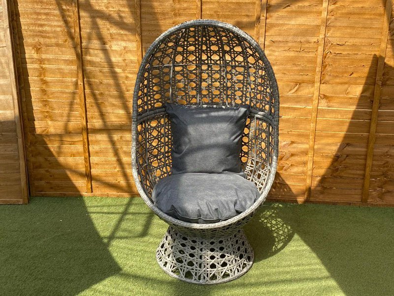 Rattan Swivel Cocoon Chair in Grey