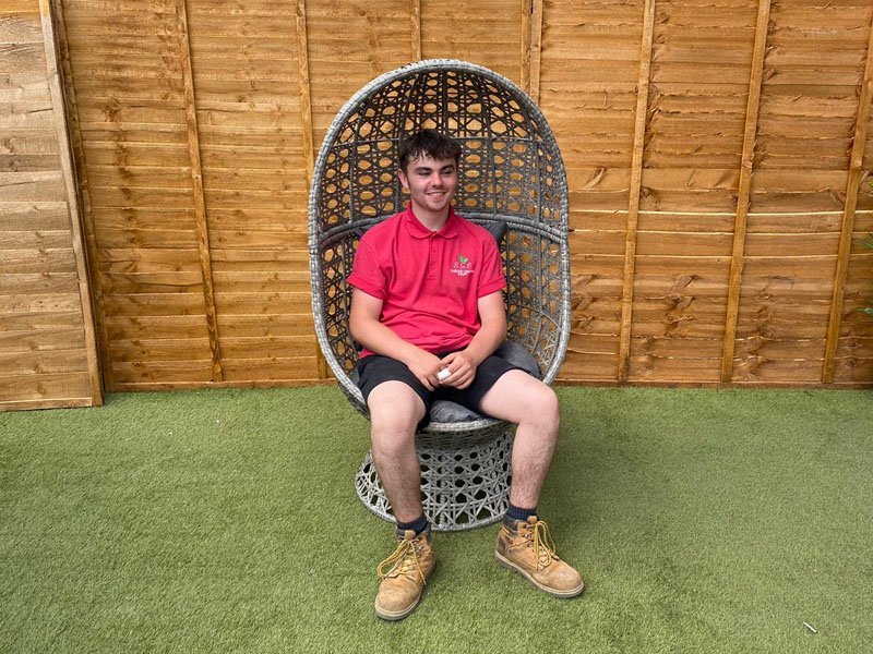 Rattan Swivel Cocoon Chair in Grey