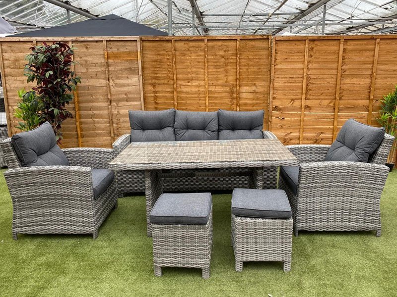 Sapcote Modular Lounge Dining Set in Grey Rattan