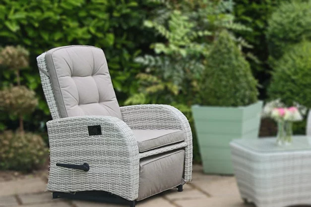 Reclining Rattan Chair + Built in Footrest in Latte 2020 Reclining Rattan Chair + Built in Footrest in Latte 2020