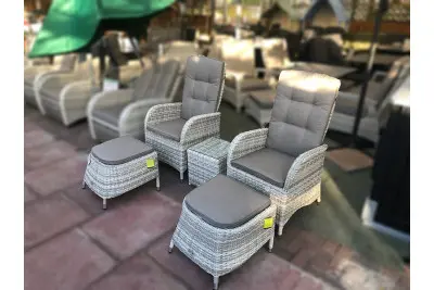 Burbage 2 Seater Reclining Rattan Bistro Set in Latte