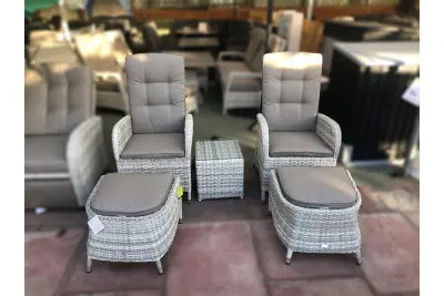 Burbage 2 Seater Reclining Rattan Bistro Set in Latte