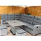 Large Reclining Rattan Corner Sofa Set - Silver Grey