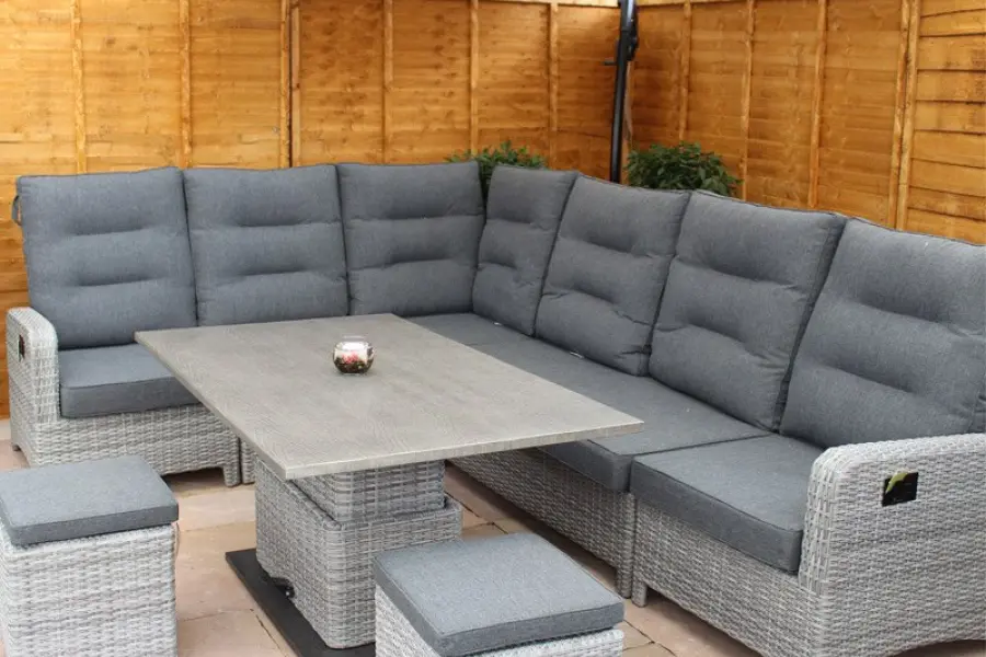 Customer Reviews for Large Reclining Rattan Corner Sofa Set - Silver Grey