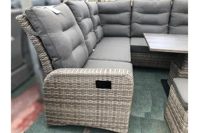 Large Reclining Rattan Corner Sofa Set - Cappuccino