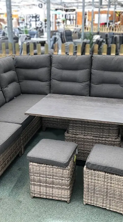 #AskGFUK for Large Reclining Rattan Corner Sofa Set - Cappuccino