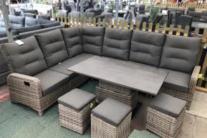 Large Reclining Rattan Corner Sofa Set - Cappuccino Large Reclining Rattan Corner Sofa Set - Cappuccino