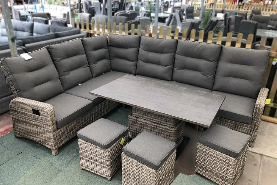 Customer Reviews for Large Reclining Rattan Corner Sofa Set - Cappuccino