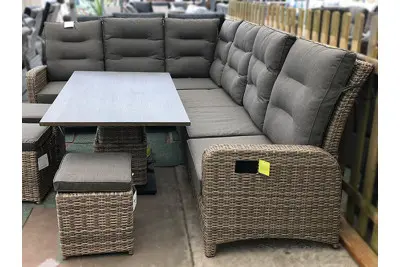 Large Reclining Rattan Corner Sofa Set - Cappuccino