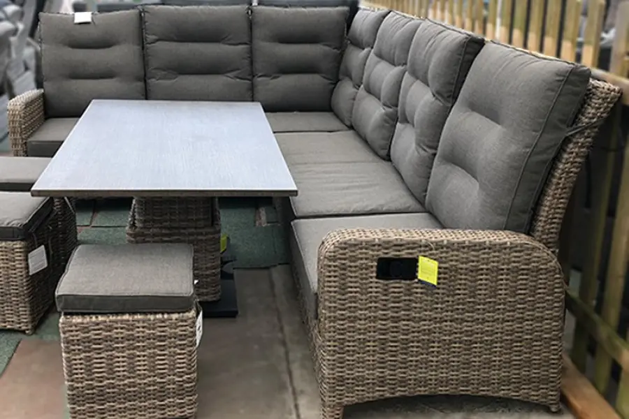 #AskGFUK for Large Reclining Rattan Corner Sofa Set - Cappuccino