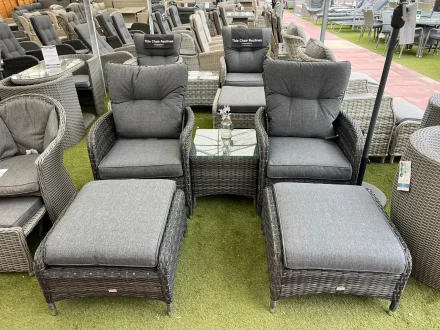 Sapcote Reclining Set in Dark Grey Rattan