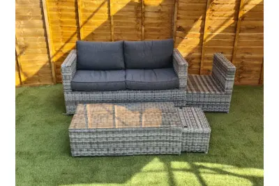 Sapcote 6pc Hideaway Lounge Set in Grey Rattan 