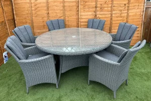 Kenilworth 6 Seater Dining Set in Grey Rattan