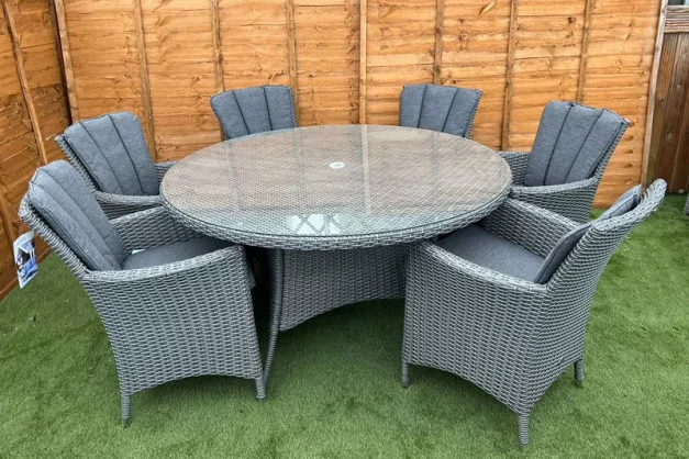 Kenilworth 6 Seater Dining Set in Grey Rattan