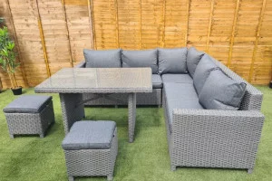 Croft Hiback Rattan Corner Dining Set in Grey Croft Hiback Rattan Corner Dining Set in Grey