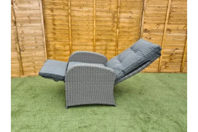 Burton Reclining Rattan Bistro Set + Built in Footrests