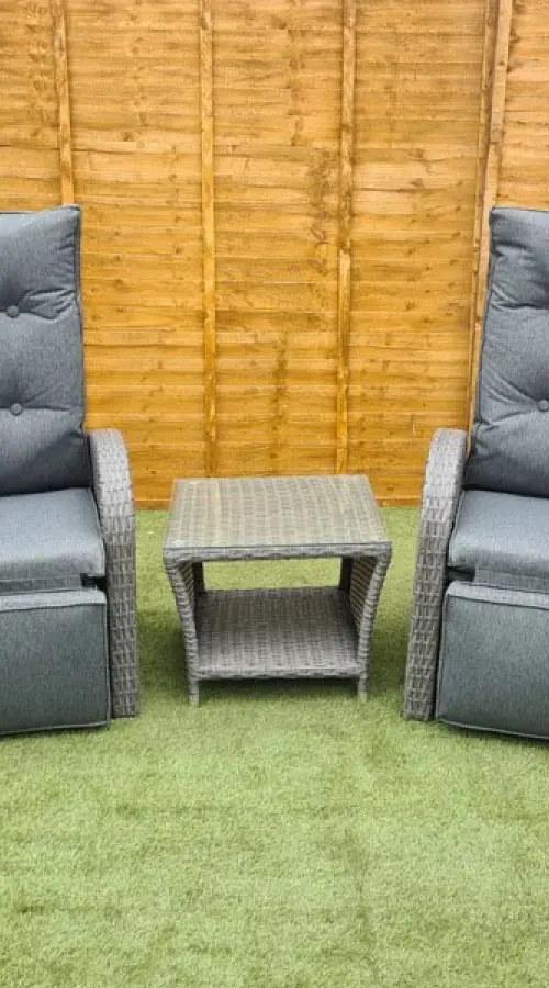 Customer Reviews for Burton Reclining Rattan Bistro Set + Built in Footrests