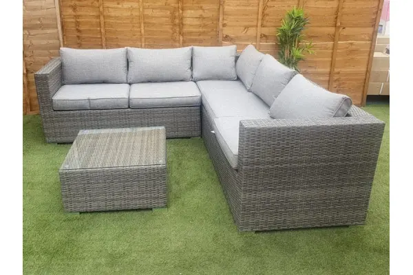 Luxury Rattan Corner Sofa Set in Grey
