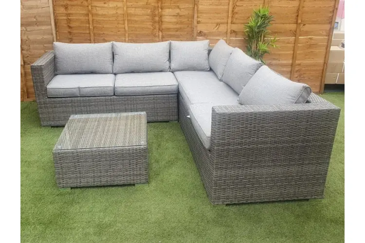 Luxury Rattan Corner Sofa Set in Grey