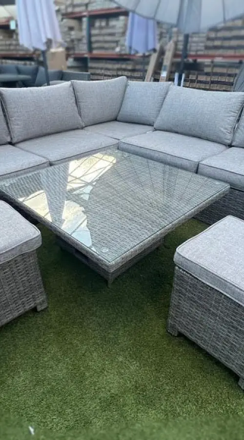 Customer Reviews for Ashby Corner Sofa Set + Height Adjustable Table in Grey Rattan